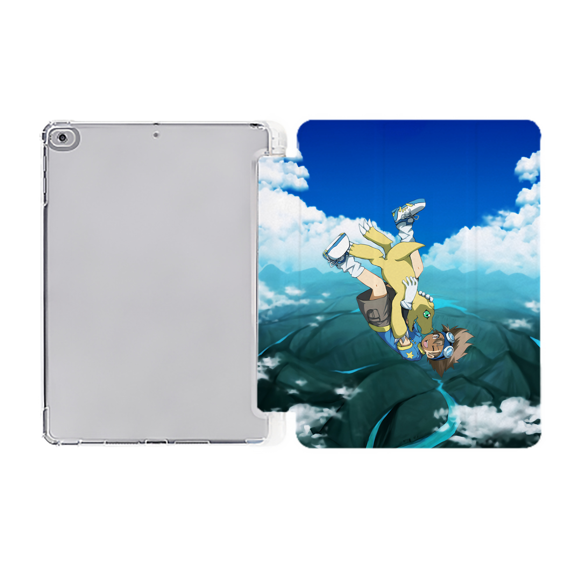 （画像用） Digimon デジタルモンスター/デジモン IPad ケース ペン収納付き 三つ折りスタンド PUレザー×シリコン 対応機種9.5/10.5/10.9インチ